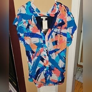 LORALETTE V NECK TOP BLOUSE SZ 14